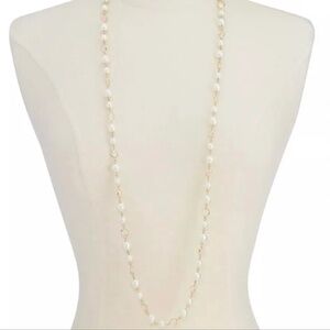 Charter Club faux Pearl and crystal station necklace gold tone